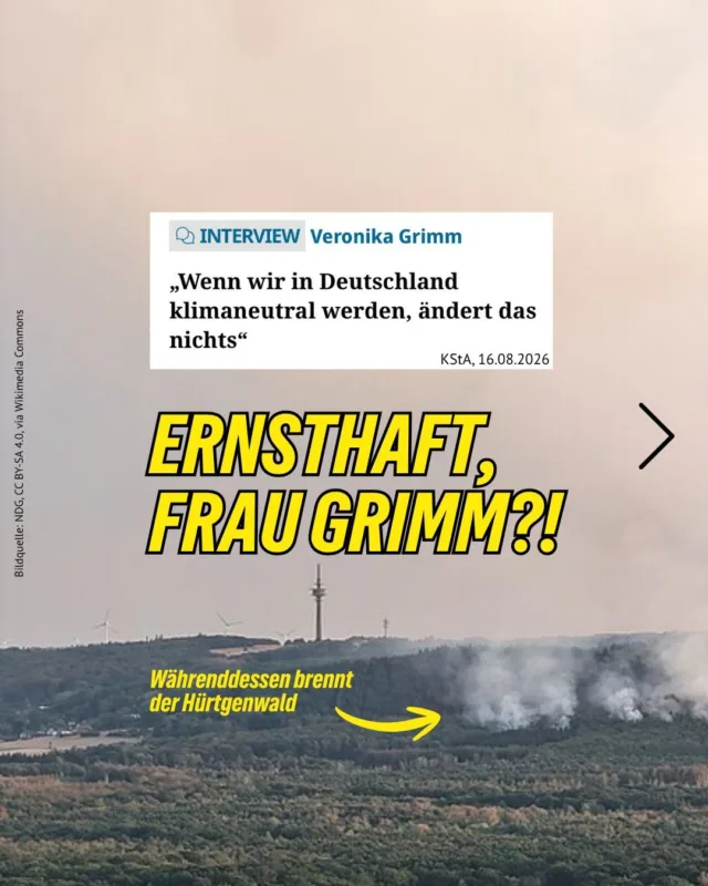 Die bequemste Ausrede im Klimaschutz lautet: „Was wir in Deutschland tun, macht doch kaum einen Unterschied.“

Nur funktioniert internationale Klimapolitik genau andersherum.

Das Pariser Klimaabkommen beruht darauf, dass alle Staaten ihren Beitrag leisten – und ihre Klimaziele mit der Zeit verschärfen. Industriestaaten sollen dabei ausdrücklich vorangehen. Internationale Kooperation ist vorgesehen, um mehr Klimaschutz möglich zu machen – nicht als Begründung dafür, die eigenen Ziele abzuschwächen.

Und Deutschland ist auch historisch alles andere als unbedeutend: Heute verursachen wir rund 1,5 % der weltweiten CO₂-Emissionen. Seit Beginn der Industrialisierung gehen aber mehr als 5 % der weltweit ausgestoßenen CO₂-Emissionen auf Deutschland zurück.

Ja, Veronika Grimm hat recht mit einem Punkt: Klimaschutz muss international gedacht werden. Natürlich sollten wir mit Brasilien, Indien, China und anderen Ländern zusammenarbeiten und dort Emissionen vermeiden, wo das besonders effektiv möglich ist.

Aber daraus folgt doch nicht, dass wir zu Hause fünf Jahre später klimaneutral werden sollten.

Internationale Kooperation und ambitionierter Klimaschutz in Deutschland sind kein Widerspruch.